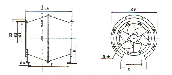 SJG系列斜流式风机结构图